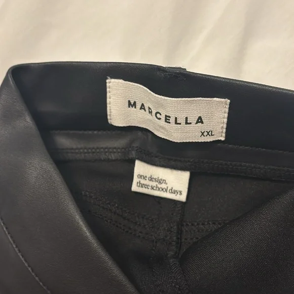 MARELLA Black pants high rise wide trousers vegan leather SZ XXL High Sheen soft
